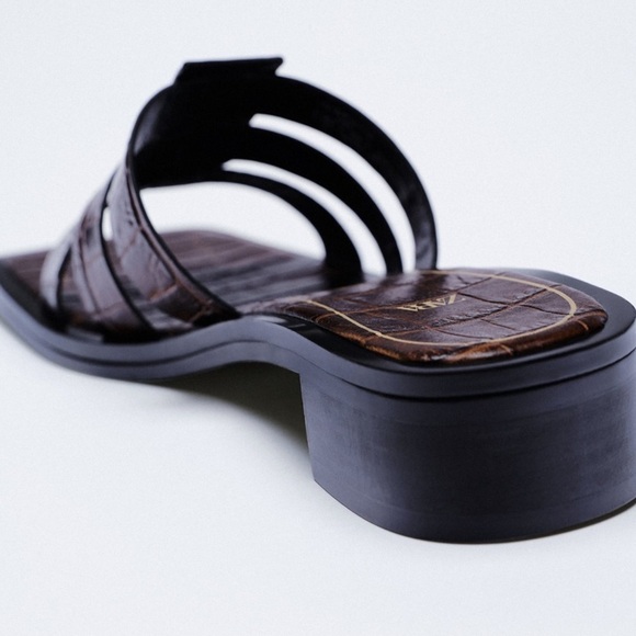 ZARA Animal Print Leather Sandals - Picture 4 of 7